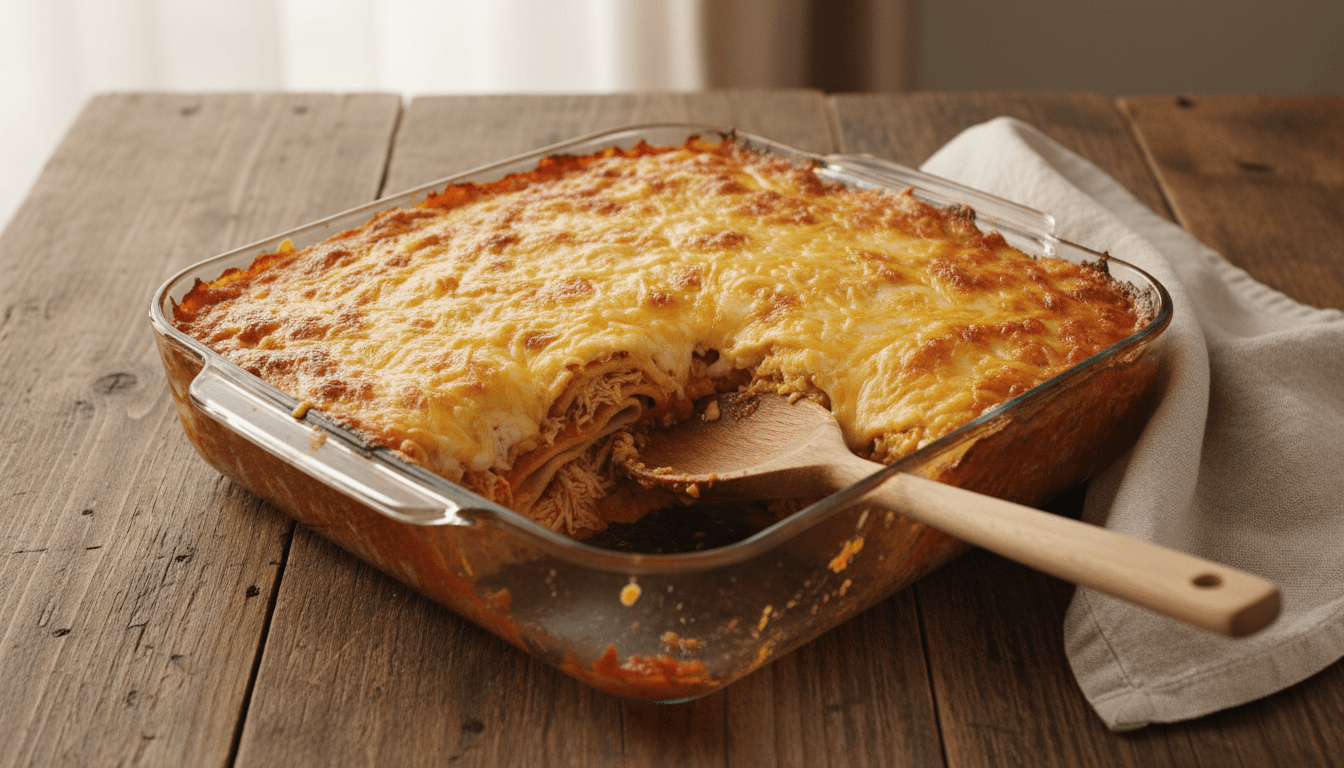 Cheesy Chicken Enchilada Casserole