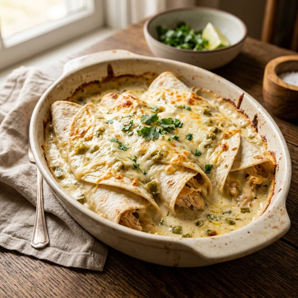 Creamy White Chicken Enchiladas